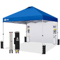 CROWN SHADES Canopy Tent, 10 x 10 Foot Portable Pop Up Outdoor Shelter with Pocket Sidewall, Push Center Lock, UV Protection, and Carry Bag, Blue - color: Blue