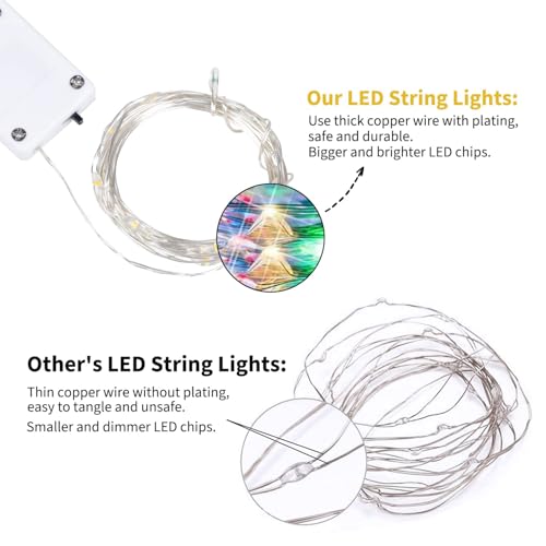 Brightown 12 Pack Multi-Color Fairy Lights Battery Operated - 7ft 20 LED Waterproof Micro Firefly Lights for Christmas Decor, DIY Craft, Wedding Table Centerpieces, Flowers - color: Multicolor, size: 12 Pack