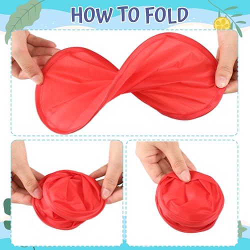 Norme 24 Pcs Foldable Flying Disc Fans with Bags Set 9.8'' Handheld Folding Fly Cooling Fans Beach Summer Flying Disc for Birthday Halloween Party Outdoor Activity Game - color: Blue, Red, White