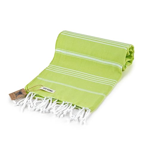 100% Organic Turkish Cotton Beach and Bath Towel, Peshtemal Towel Blanket, Quick Dry Sand Free, Oversized Light Compact, Diamond Weave, Prewashed, 71 x 39 Inches (Light Green) - color: Light Green