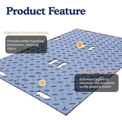 2 Pack 2'x4' Ground Interlocking Protection Mats, Ergonomic Portable Handles, High Load Capacity Ground Mats for Lawn, Dirt