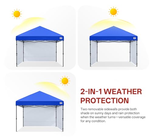 ABCCANOPY Easy Pop up Canopy Tent with 2 Sidewalls for Outdoor Sun Blocking or Rain Protection,8x8, Royal Blue - color: Royal Blue, size: 8x8