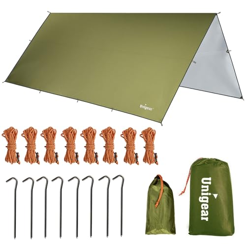 Unigear Hammock Rain Fly, 16.4/14.4/13/10ft Camping Tarp, UV Protection & Waterproof & Lightweight for Camping, Backpacking and Outdoor Adventure (Green, 9.8 * 16.5ft) - color: Green, size: 9.8*16.5ft