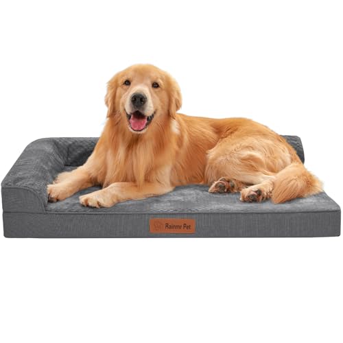 Rainmr Orthopedic Dog Beds for Large Dogs, Memory Foam Dog Beds Large Sized Dogs, Washable Removable Cover, Nonskid Bottom, Waterproof, for Indoor, Outdoor, Crate ＆ Car Use, 41x27x6 Inches, Dark Grey - color: Standard Version-Dark Grey, size: 41.0"l X 27.