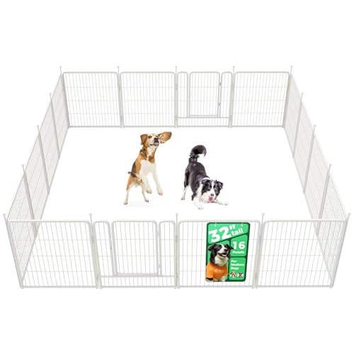 FXW Rollick Unleashed Dog Playpen for Indoor, Yard, RV Camping, 32 inch 16 Panels for Medium and Large Dogs, White│Patented - color: White, size: 32"H