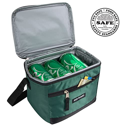 6 Can Cooler Bags Insulated Soft Cooler Lunch Bag for Men, Waterproof Leak Proof Cooler Bags Insulated - color: Black on Green