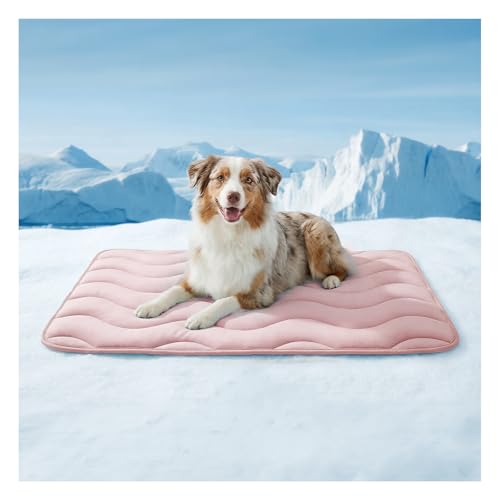 Dog Cooling Mat for Large Dogs, 42"x28" Breathable Self Cooling Crate Mat for Dogs & Cats, QMAX>0.5 Portable Washable Pet Cooling Mat for Dog Bed Thickened Cool Fiber Indoor/Outdoor Summer,Pink - color: Pink, size: 42"x28"(Large)