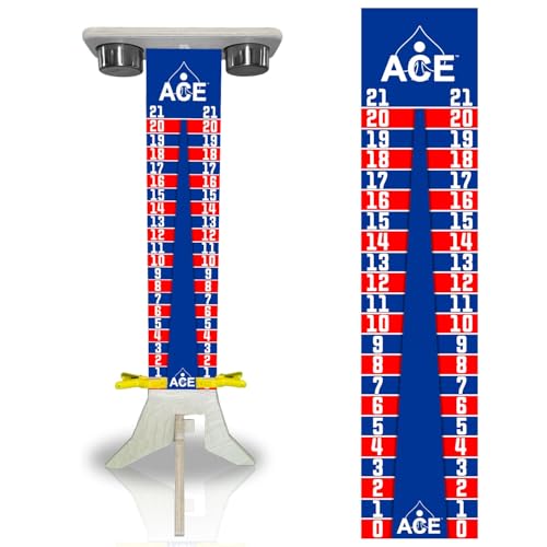 CornholeAce Elite Cornhole Scoreboard 3ft or 5.5ft Tall Hardware Free Stand with UV Printed Score Panel 0 to 21 Phone Tablet Scorekeeping Area Livestream Shelf 2 Drink Holders - size: 3 FT