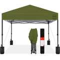 Best Choice Products 10x10ft Pop Up Canopy Tent, Outdoor Shade, 1 Person 1 Minute Set Up, Carry Case, 4 Weight Bags - Olive Green - color: Olive Green, size: 10x10ft