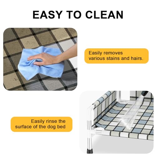 Elevated Raised Outdoor Dog Bed - Cooling Washable Dog Cot with Guardrail, Durable & Breathable Cotton Mesh Pet Hammock Beds with Stainless Steel Pipe Frame for Small Pets (20'' x 20'' x 12'') - size: 20'' x 20'' x 12''