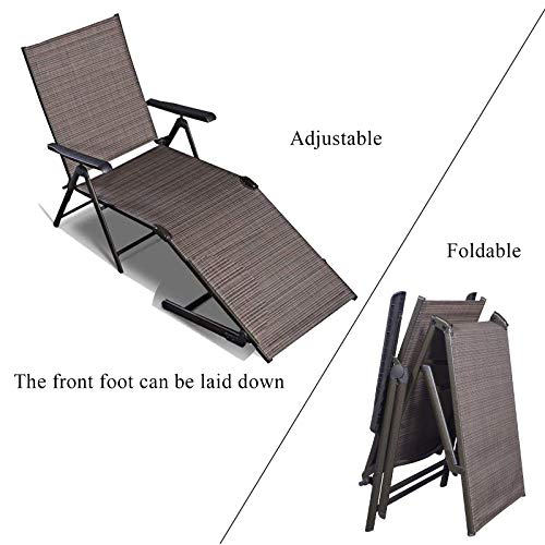 S AFSTAR Patio Chaise Lounges, Outdoor Reclining Lounge Chairs with Adjustable Backrest & Heavy Duty Steel Frame, Recliner Chair for Poolside Lawn Backyard (1)