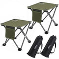 Roptat 2 Pack Camping Stool,Portable Folding Compact Lightweight Stool Seat for Camping Fishing Hiking Gardening Outdoor Walking Backpacking Travelling and Beach with Carry Bag - color: Dark Green