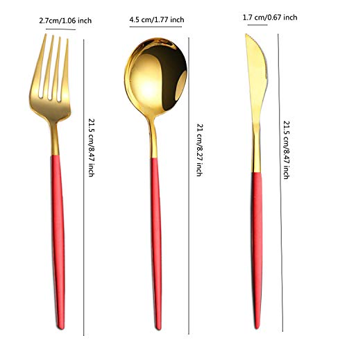 Reusable Utensils Set With Case, Reusable Travel Flatware，Travel Silverware Set With Case ，Reusable Travel Flatware For Home Office School Camping - color: Red Gold - 3 PCs