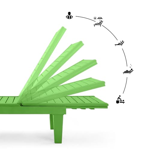 Nestl Sun Tanning Chair - Lime Green Chaise Lounge Chair Outdoor, Lightweight Pool Lounge Chairs Set of 2, Adjustable 5-Position Reclining Lawn Chair, Waterproof Beach Outdoor Lounge Chairs - color: 4 - Lime Green, size: Set of 2