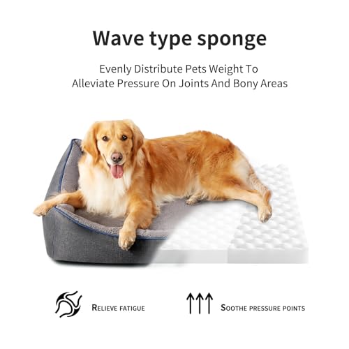 Tidore Orthopedic Dog Beds for Medium Dogs, Durable Egg Crate Foam Sofa Dog Bed wit Washable Removable Cover,Waterproof Lining,Pet Bed for Large Dogs (Dark Grey-Velvet, 39.4" L x 31.5" W x 7.4" Th) - color: Dark Grey-Velvet, size: 39.4"L x 31.5"W x 7.4"Th