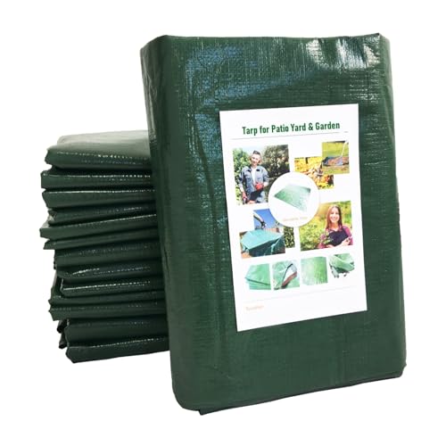 7x7 Ft Yard Garden Leaf Tarp W/ 4 Handles Waterproof Tarp for Sandbox Cover,Outdoor Tarpaulin,Lawn Debris,Landscape Pruning,Leaf Hauler,Tent Footprint,Camping Tent Mat,Patio Table,Yard Fire Pit Cover