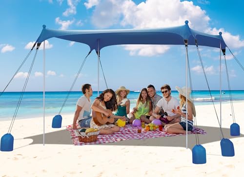 Gorich Beach Tent Sun Shelter with 8 Sandbags, UPF50+ Protection & Windproof Pop Up Beach Canopy Tent Sun Shade for Family, Travel & Camping, Easy Setup Canopy Umbrella - color: Navy, size: 10 x 10 FT