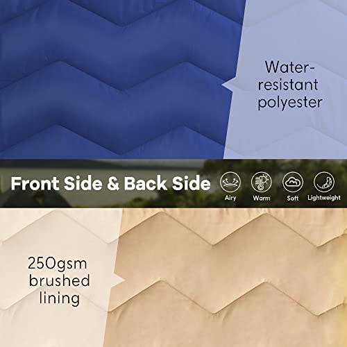 UNIKOME Waterproof Puffy Camping Blanket - Lightweight Packable Outdoor Quilt with Corner Loops, Warm Compact Blanket for Cold Weather Hiking Picnic Stadium Travel, 75"×52", Blue - color: 08 Navy