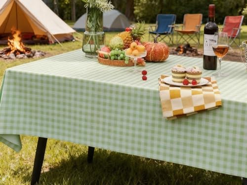 Waterproof Tablecloth, 6ft Table Cover Fitted for Picnic,Camping,Plastic Table Cloth, Heavy Duty Rectangle Tablecloth for Outdoor Party,Kitchen, Birthday, Wedding, Christmas,Decor-72x30inch-green - color: Pale Green