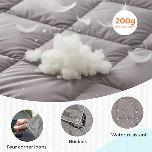 SUNNYFEEL Outdoor Camping Blanket,52"x78", Lightweight Down Waterproof Nylon Blanket Quilt for Traveling Hiking Picnic Stadium Beach Party，Grey - color: Grey