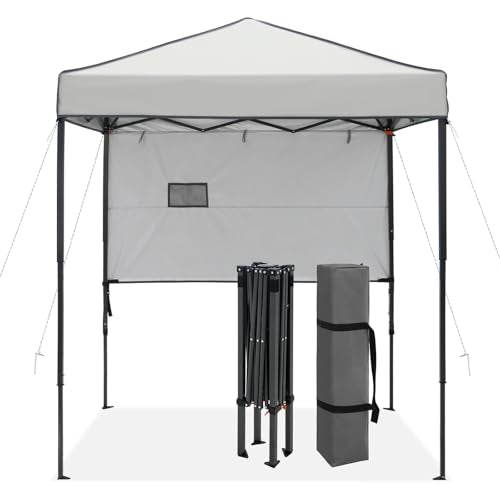 6x4 Pop Up Canopy Tent with Half Wall Panel, Instant Portable Beach Canopy, Outdoor Tent with Carry Bag for Camping, Sports, Tailgating, Events, Gray - color: Gray, size: With Half Wall