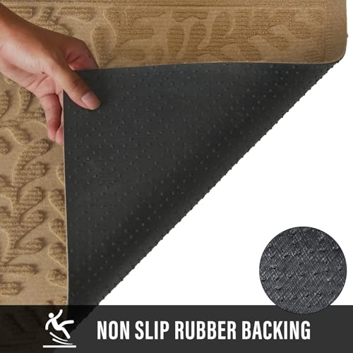 HIYARD Front Door Mat, Absorbent Dirt Trapping Welcome Door Mat Indoor Outdoor, Non Slip Entry Mat, Indoor Outdoor Door Mats, Fade Resistant, Low Profile Doormat for Entryway, 36×24, Beige - color: Beige, size: 2' x 3' (Rectangular)