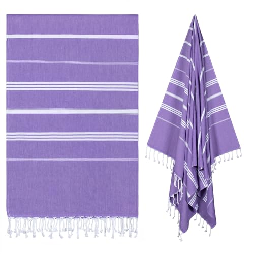 cabanana Turkish Beach Towel Oversized - 40"x70" Quick Dry Sand Free Thin Beach Towels for Adults,Extra Large Cotton Lightweigh Travel Towel for Beach Accessories (Purple) - color: Lavender