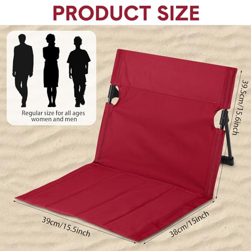 Jetec Foldable Floor Backrest Chair Portable Camping Chair with Storage Bag Light Weight Lazy Seat for Indoor Outdoor Bed Ground Park Lawn Concerts Beach Hiking - color: Red, size: Regular