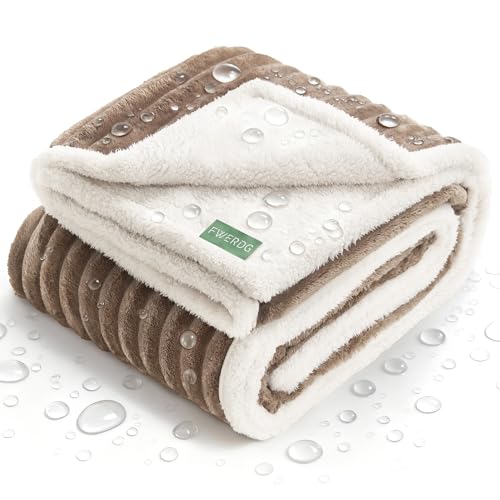 Waterproof Dog Blanket for Couch - Washable Medium Pet Blanket for Furniture Protector, Cozy Fleece Calming Dog Crate Blankets for Indoors & Outdoors, Brown, 40"x50" - color: Brown, size: L(40x50")