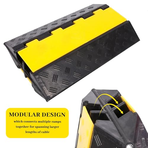 Rubber Cable Ramp Cable Protector Ramps Wire Hose Protective 2 Channel Traffic Rubber Plastic Cord Cover Speed Bump for Asphalt Concrete Gravel Driveway Outdoor, 3 Pack - color: 2 channel-3 pack