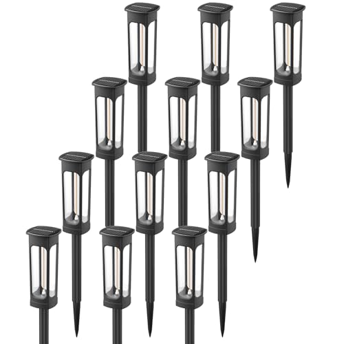 VOLISUN Solar Pathway Lights,12 Pack LED Solar Lights Outdoor Waterproof, Landscape Lighting,Cool Whtie Color Solar Path Lights,Landscape Lights,Solar Garden Lights for Yard Lawn Driveway Walkway - color: Cool White, size: 12 PACK
