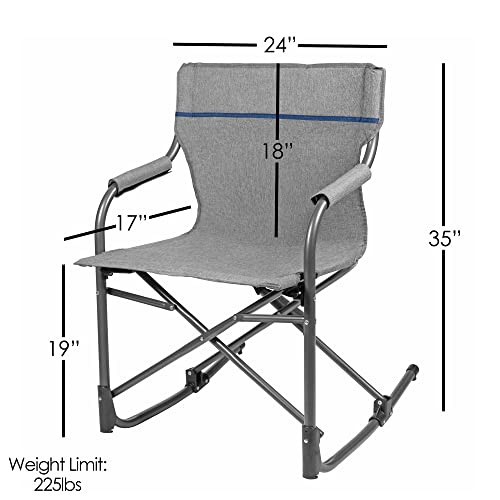 Zenithen Limited Foldable Portable Rocking Director's Chair Perfect for Sporting Events, Outdoor Activities, Camping, Patio Furniture, and Relaxing, Grey - color: Grey