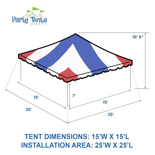 Party Tents Direct 20'x 20' Weekender Canopy Pole Tent with Sidewalls - Easy Up Canopy Tent with 80 Person Capacity - Outdoor Canopies for Parties, Weddings, and Events (Red White and Blue) - color: Red White and Blue, size: 20' x 20'