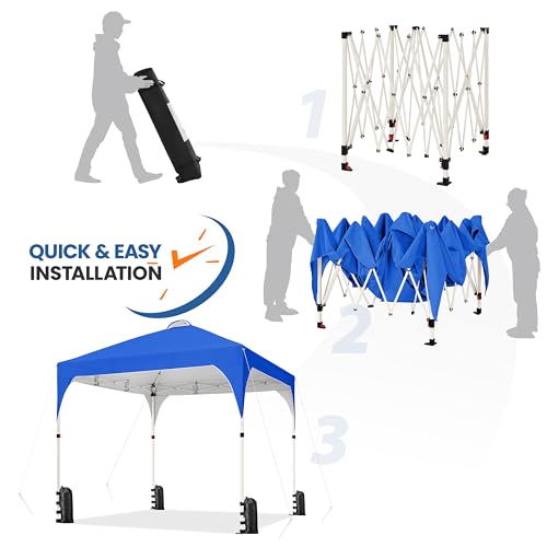 Yaheetech 6.6x6.6 Pop Up Canopy Tent with Vent, Easy Set Up Tent, Instant Sun Shelter Canopy with Wheeled Bag, 4 Sandbags, 8 Stakes & 4 Ropes, for Parties, Beach, Outdoor, Blue - color: Blue, size: 6.6×6.6