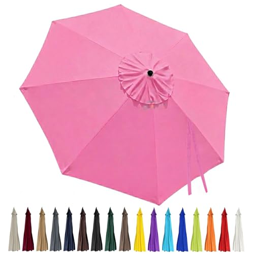 10ft Patio Umbrella Replacement Canopy 8 Ribs, Waterproof & Fade Resistant Market Umbrella Cover, Thickened Polyester Fabric for Backyard, Garden and Pool (Canopy Only) (Pink) - color: Pink