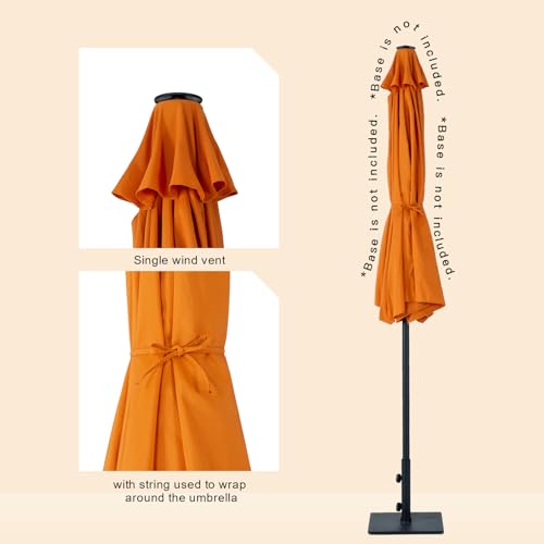 Tempera 9ft Auto Tilt Scalloped Patio Umbrellas with Fringe, Outdoor Table Umbrellas with Fade Resistant Canopy, 8 Sturdy Rids, Luxurious Vintage Umbrellas for Lawn, Pool, Deck, Balcony - color: Brick, size: 9 FT