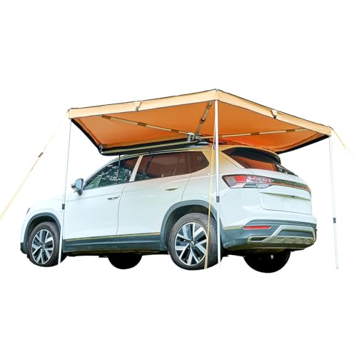VEVOR 270 Degree Awning, 52 sq.ft Driver Side Vehicle Awning, Waterproof UV50+ Car Side Awnings with Carry Bag, All-Weather Free-Standing Overland Awnings Car Shelter for SUV Van Truck Camping - color: Khaki 270° 10.5*5.3ft Car Awning