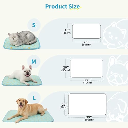 NWK Pet Cooling Mat -Q-Max>0.345 Ice Silk Cooling Mat for Dogs & Cats Portable & Washable Pet Cooling Blanket, Car Seats, Beds for Summer (Green Fruit, 27'' X 20'' X 0.3'') - color: Green Fruit, size: Medium (27'' X 20'' X 0.3'')