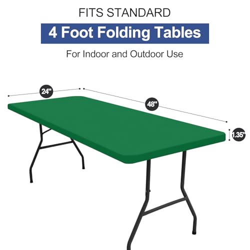 homing Rectangle Table Cloth Cover, Waterproof Polyester Elastic Fitted Tablecloth, Fits for 4 Foot Folding Tables, Washable Table Protector for Picnic, Camping, Outdoor (Hunter Green, 24" x 48") - color: Hunter Green, size: 48" x 24" (Rectangular)
