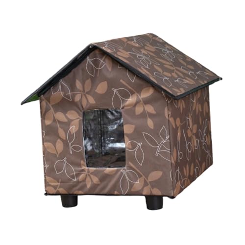 Outdoor Cat House Tent Pet Supplies Foldable Insulated Kitten House Stray Cat Shelter for Outside Garden Patio Winter Porch, Brown - color: Brown