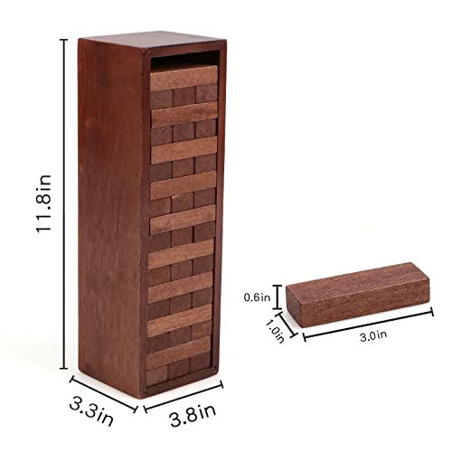 Canuan Wooden Tumbling Tower, 54PCS Blocks Stacking Games for Party, Camping for Kids Adult and Families, Classic Stacking Blocks Wood Stack Towers Wooden Board Tabletop Games with Storage Box - style: 54PCS