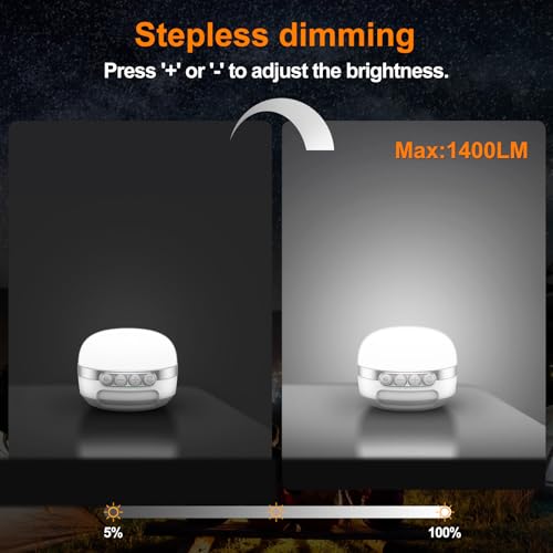 LED Camping Lantern Rechargeable 1400LM, Up to 420H Running Time Camping Tent RGB Light, 10400mAh Emergency Hanging Light for Hurricane, Power Outages, Home, Hiking, White - style: White Ultra