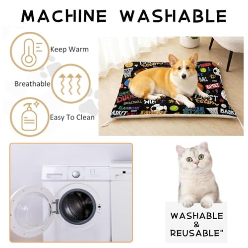 Nttopship Dog Cat Bed Mat Ultra Soft Fluffy Pet Bed Washable Fashion Dog Crate Beds Comfy Comfy Pet Sleeping Pad Suitable for Pet Raised Bed(30"x26",Ball Game) - color: Ball Game, size: Medium