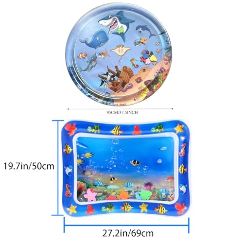 Cat Water Mat, 2025 Upgraded Thickened Anti-Scratch Leak Proof Cats Water Sensory Play Mat with Floating Fish, Pet Summer Cooling Pad, Interactive Cat Toys to Play for Indoor Cats (B)