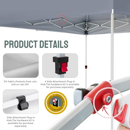 CROWN SHADES Pop Up Canopy Tent, 8x8 Commercial Canopy Tent with 4" Wheels, 4 Upgraded Weights, Patented Centerlock, 400D Strength Oxford Fabric, Sto'N Go Bag, Gray - color: Gray, size: 8x8