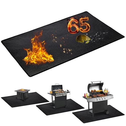 65 x 48 inch Under Grill Mats for Outdoor Grill - Fireproof Grill Mats for Outdoor Grill Deck and Grass Protector - Water Resistant & Oil Proof- Easy to Clean Fire Pit Mat, Fireplace Mat - size: 65x48in(0.6mm)