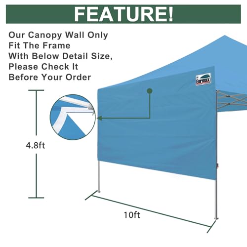 Eurmax USA 10x4.8 Pop Up Canopy SunWall-UV Protection for Tents,Blocks Sunlight&Wind,Water Resistant Side Wall Only,Easy Hook & Loop Installation,Fit for 10FT Straight Leg Shelters&Gazebo,Sky Blue - color: sky blue, size: 10x4.8