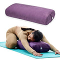 Gaiam Yoga Bolster Pillow, Soft Meditation Cushion for Yoga, Massage and Back Support, Breathable Cotton Fill, Zippered Microfiber Cover, Easy-Carry Handle, Machine Washable - color: Purple
