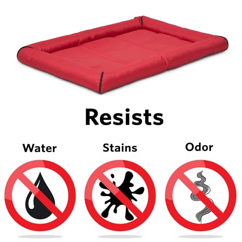 MidWest Homes for Pets Ultra-Rugged MAXX Dog Bed, Water Repellent, Easy Wipe Clean, Super Durable, Fits 36-Inch Dog Crates, Red, Polyester, 22.45"L x 17.33"W x 3"H - color: Red, size: 36 Inch