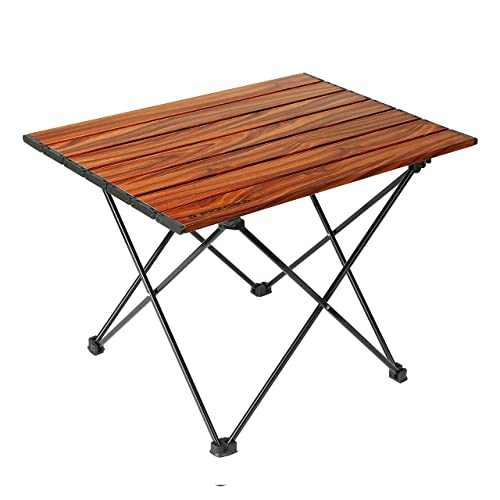 ROCK CLOUD Portable Camping Table Ultralight Aluminum Camp Table Folding Beach Table for Camping Hiking Backpacking Outdoor Picnic, Size M - color: Wood Grain, size: Medium